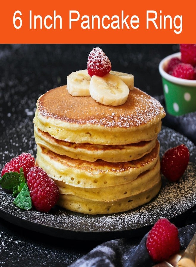 WOWITIS 4 Packs 6 Inch Pancake Ring for Griddle, 6"Omelette Ring for Griddle, Non-stick Stainless Steel Pancake Egg Ring Omelet Mold Pancake Mold Cake Mold Crumpet Circle Silicone Handle Spatula & Oil Brush - Image 3