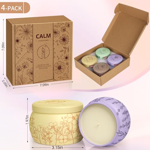 WarmEmbrace Scented Candles for Mom, 17.6oz Romantic Candles for Women Girl Candle Set, 120H Burning, Soy Candle for Home Scented, Christmas, Thanksgiving, Lavender | Vanilla | Rose & Sandalwood | Jasmine -4 Pack - Image 2