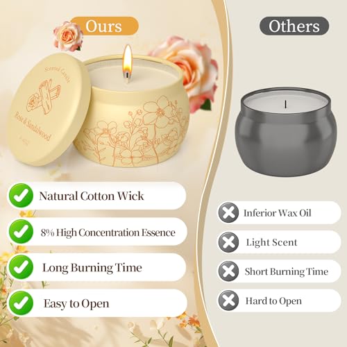 WarmEmbrace Scented Candles for Mom, 17.6oz Romantic Candles for Women Girl Candle Set, 120H Burning, Soy Candle for Home Scented, Christmas, Thanksgiving, Lavender | Vanilla | Rose & Sandalwood | Jasmine -4 Pack - Image 5