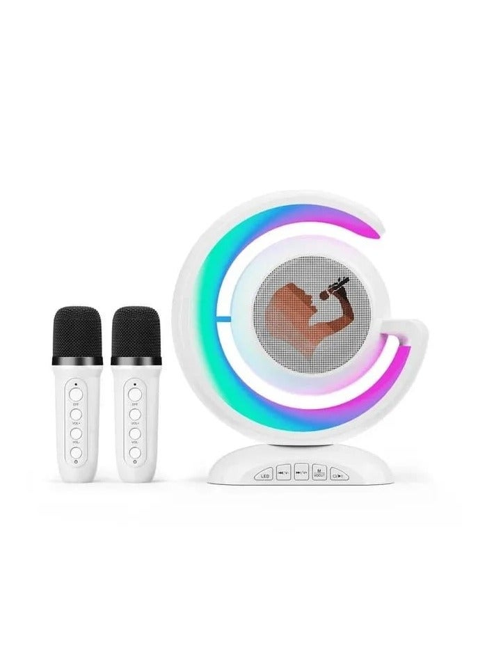 Kids Karaoke Machines for Girls with 2 Wireless Microphone, Karaoke Machine Kids Adults with Voice Changing and LED Lights, Boys Girls Birthday Party Toys Gifts (white) - Image 1
