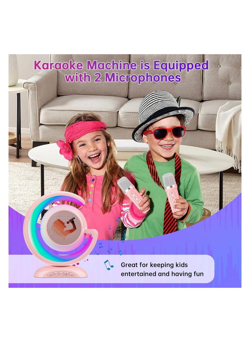 Kids Karaoke Machines for Girls with 2 Wireless Microphone, Karaoke Machine Kids Adults with Voice Changing and LED Lights, Boys Girls Birthday Party Toys Gifts (white) - Image 4