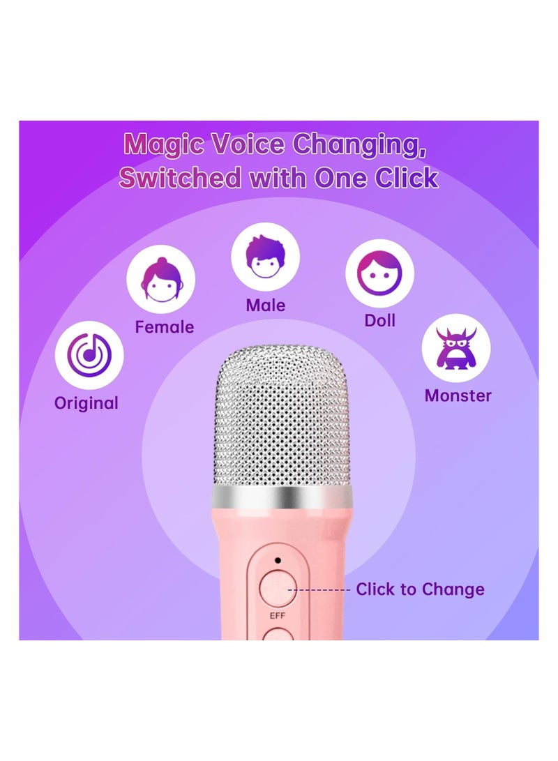 Kids Karaoke Machines for Girls with 2 Wireless Microphone, Karaoke Machine Kids Adults with Voice Changing and LED Lights, Boys Girls Birthday Party Toys Gifts (white) - Image 3