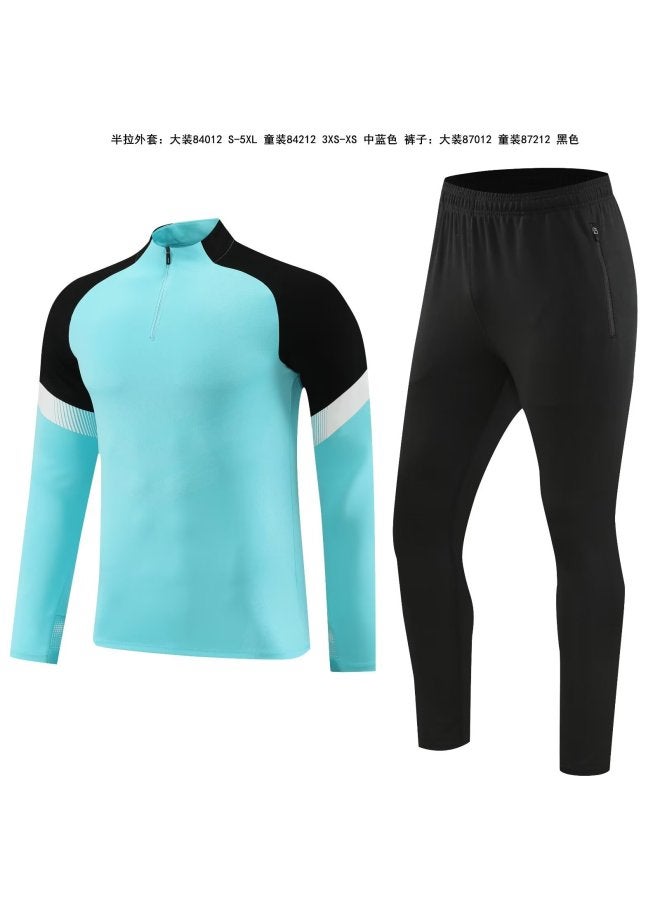 Direct Batch New Long-sleeved Half-pull Football Training Clothes Suit Adult Children Double-sided Bag Trousers Sportswear