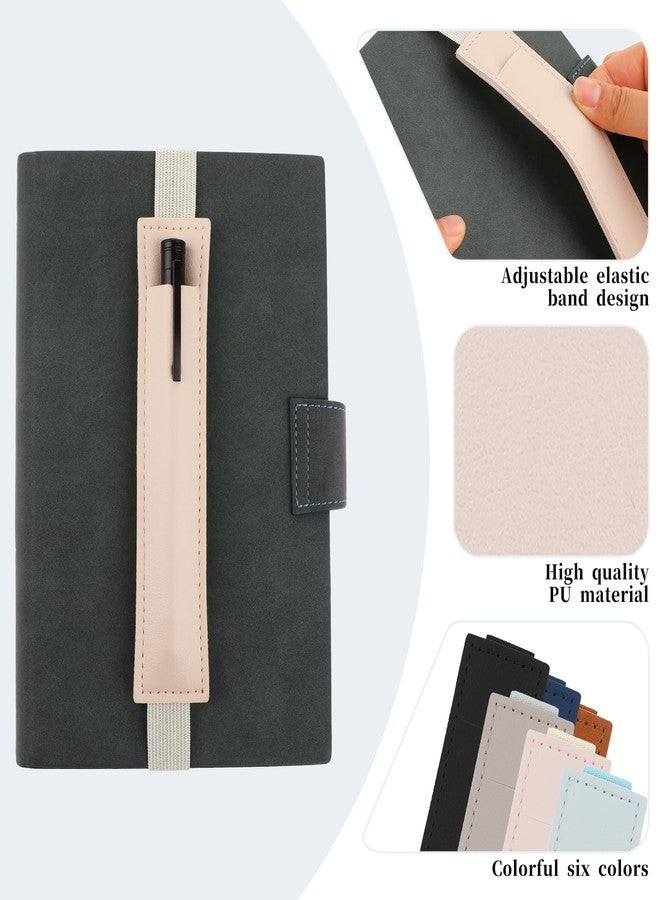 simarro 6pcs Adjustable Elastic Band Pen Holder, Detachable PU Leather Pen Sleeve Pouch Journal Pencil Holder for Notebook, Planners, Binders and Books (6 Colors) - Image 3