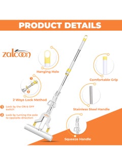 Zalcoon ZALCOON PVA Folding Sponge Mop, Self Squeeze Super Absorbent PVA Sponge Heads | Telescopic Metal Handel  Household Cleaning Tool for Kitchen, Tiles, Multi-Surface Hard Floors  - Image 5