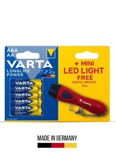 Varta LongLife Power Mini Flashlight Set - Bright and Durable with 4xAA & 4xAAA Batteries Included