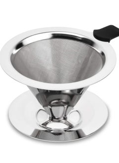 Excefore Pour Over Coffee Dripper, Stainless Steel Reusable Drip Cone Caffe Filter, Paperless Metal Fine Mesh Strainer Pourover Brewer Camping Maker with Double Liner  - Image 1