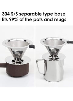 Excefore Pour Over Coffee Dripper, Stainless Steel Reusable Drip Cone Caffe Filter, Paperless Metal Fine Mesh Strainer Pourover Brewer Camping Maker with Double Liner  - Image 2