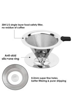 Excefore Pour Over Coffee Dripper, Stainless Steel Reusable Drip Cone Caffe Filter, Paperless Metal Fine Mesh Strainer Pourover Brewer Camping Maker with Double Liner  - Image 5