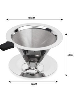 Excefore Pour Over Coffee Dripper, Stainless Steel Reusable Drip Cone Caffe Filter, Paperless Metal Fine Mesh Strainer Pourover Brewer Camping Maker with Double Liner  - Image 3