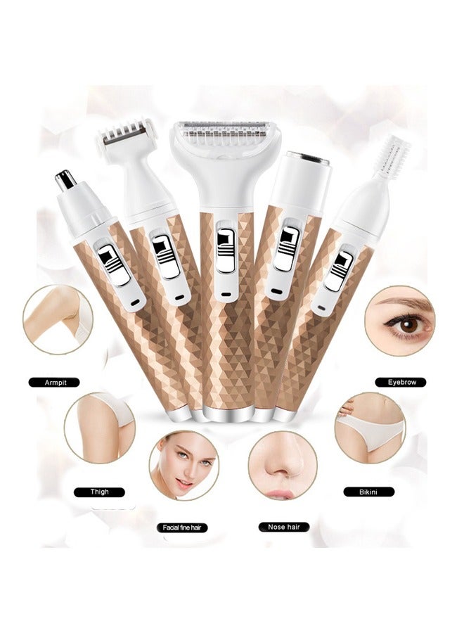 يالونج ماكينة حلاقة كهربائية نسائية 5 في 1 لإزالة شعر الوجه والحاجب وشعر الأنف والساق وشعر العانة ومنطقة البكيني مع شحن USB ومقاوم للماء - Image 1