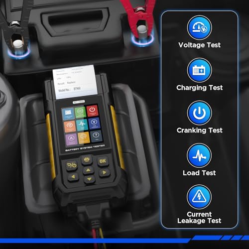 AUTOOL Car Battery Tester 12V 24V Automotive Battery Load Tester 30-2000 CCA, Battery Tester with Printer, Support Lithium Battery, Cranking & Charging & Leakage Test, Data Review Protection - Image 2