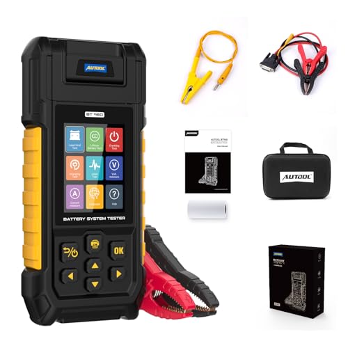AUTOOL Car Battery Tester 12V 24V Automotive Battery Load Tester 30-2000 CCA, Battery Tester with Printer, Support Lithium Battery, Cranking & Charging & Leakage Test, Data Review Protection - Image 1
