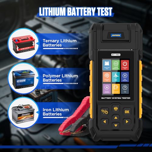 AUTOOL Car Battery Tester 12V 24V Automotive Battery Load Tester 30-2000 CCA, Battery Tester with Printer, Support Lithium Battery, Cranking & Charging & Leakage Test, Data Review Protection - Image 3