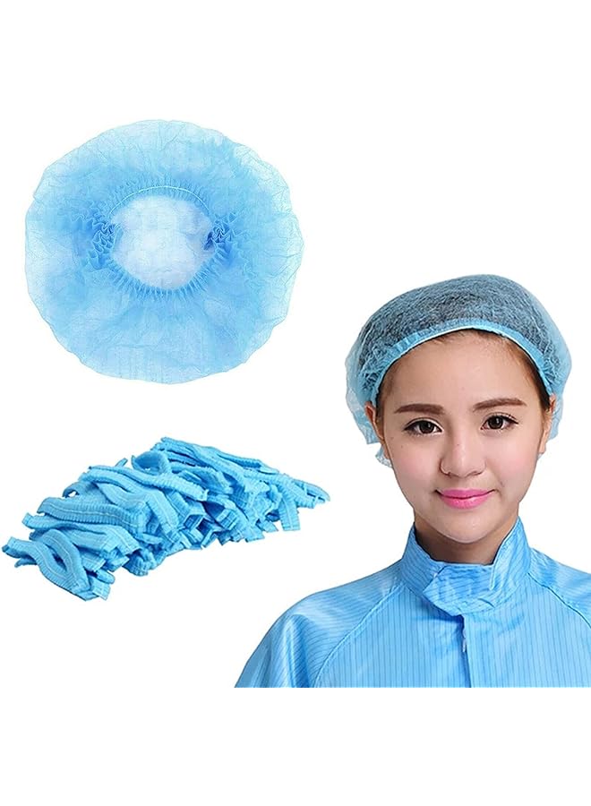 Zaboon 100 Pcs 21” Disposable Bouffant Caps Hair Head Cover Net Nonwoven Medical Labs Spa Nurse Tattoo Food Service Health For Men And Womenblue - Image 1