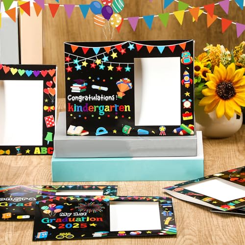 Memorywuu 40 Pcs Kindergarten Graduation Picture Frames My First Graduation Paper Photo Frame Gifts Cardboard 2025 Pre-k Preschool Photo Display for Kids Children Congrats Grad Decor(Dark Color) - Image 2