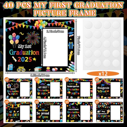 Memorywuu 40 Pcs Kindergarten Graduation Picture Frames My First Graduation Paper Photo Frame Gifts Cardboard 2025 Pre-k Preschool Photo Display for Kids Children Congrats Grad Decor(Dark Color) - Image 3