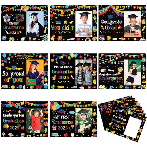 Memorywuu 40 Pcs Kindergarten Graduation Picture Frames My First Graduation Paper Photo Frame Gifts Cardboard 2025 Pre-k Preschool Photo Display for Kids Children Congrats Grad Decor(Dark Color) - Image 1