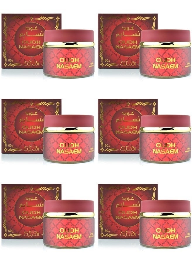 Nabeel 6 Pcs Nasaem Oudh Premium Bakhoor Incense 60 GM Long-Lasting Arabic Oud Fragrance for Home Majlis and Spiritual Ambience - Image 1