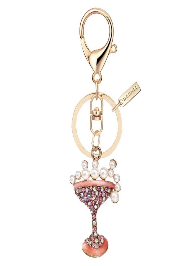 Monnel Bling Crystal Cocktail Drink Design Keychain with Velvet Bag MZ839-1 Golden - Image 1