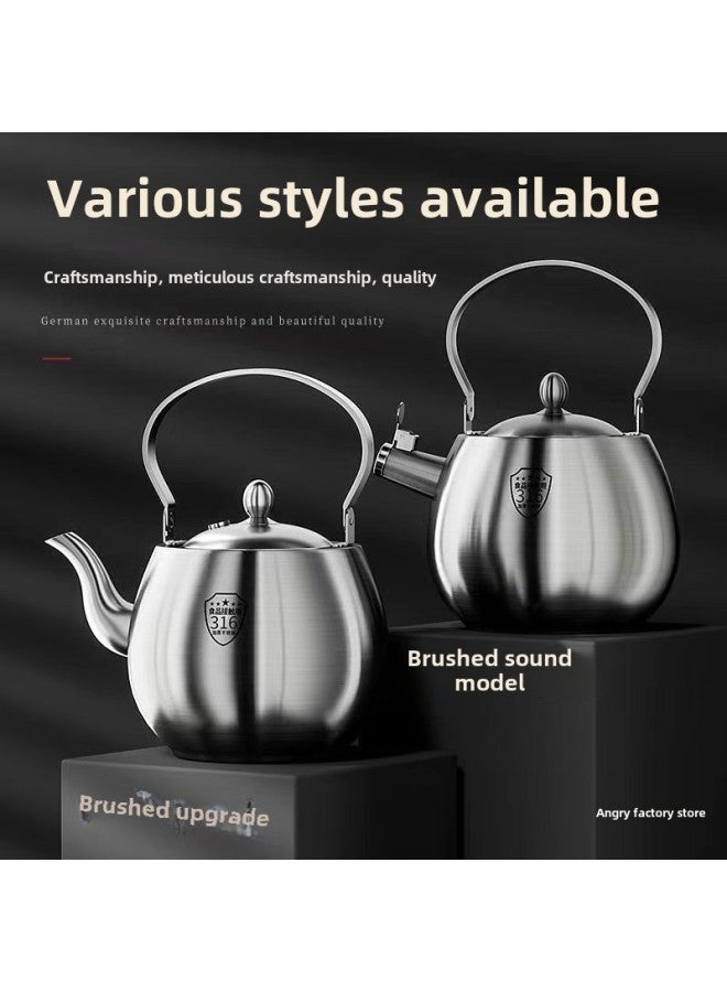 Kettle 316 Stainless Steel Food Grade Household Large Capacity Outdoor Gas Stove Induction Cooker Fire Whistle Kettle-Color:*~*316 Food Grade 5 Liter Short Mouth [free Silicone Anti-scald Pad]*~*-Capacity:*~*default*~* - Image 5