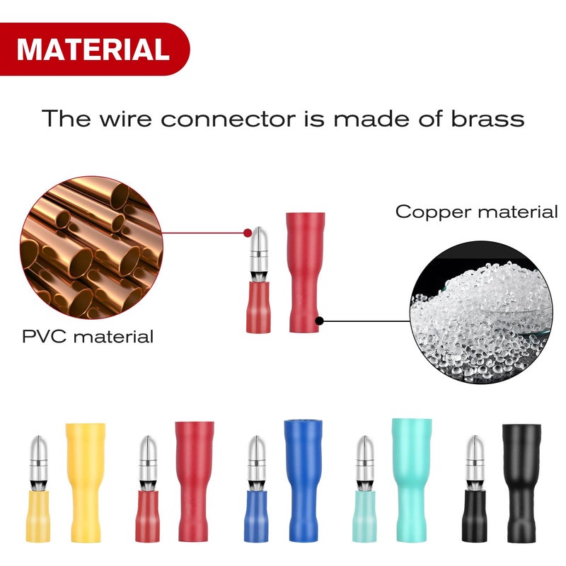 Nilight 200PCS Bullet Terminals Wire connectors AWG 22-10 Female & Male Bullet Butt Insulated Waterproof Electrical Connector Kit for Automotive Marine Electrical Wiring, 2 Years Warranty - Image 3