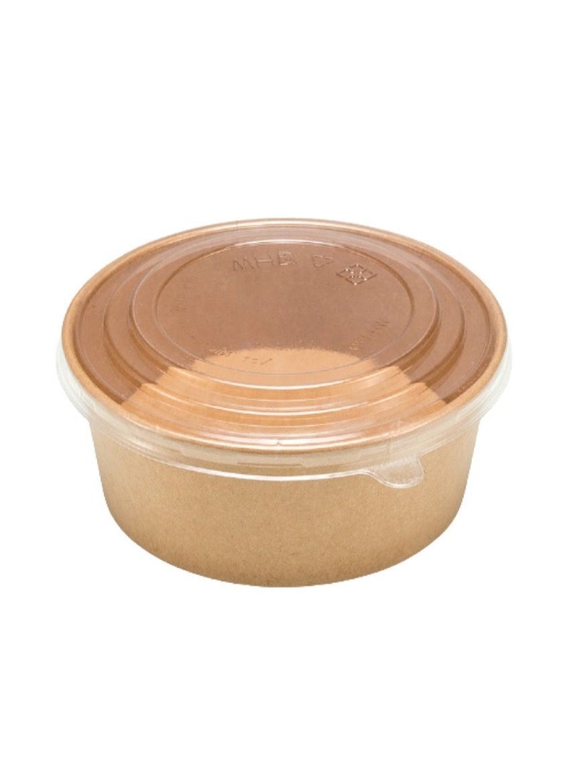 Generic Set Of 10 Kraft Paper Bowls 24 Oz with Lid  - Image 1