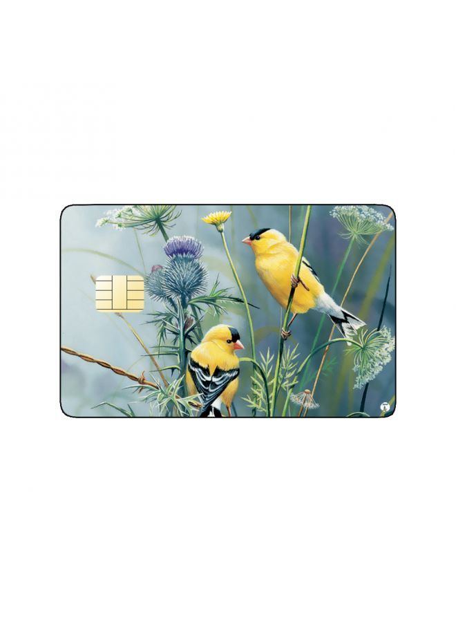 RKN PRINTED BANK CARD STICKER Cute Birds Drawing With Flowers - Image 1