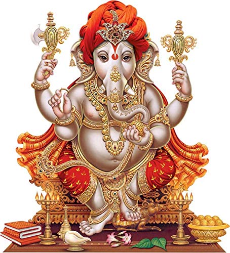Rangoli Vinyl Religious Wall Sticker Multicolour Vinyl Medium Size 40cm or 50 cm Pack of 1 Sticker, Standard (Ganesha ji Modern Art 72) - Image 1