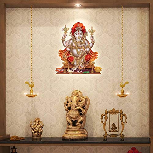 Rangoli Vinyl Religious Wall Sticker Multicolour Vinyl Medium Size 40cm or 50 cm Pack of 1 Sticker, Standard (Ganesha ji Modern Art 72) - Image 2