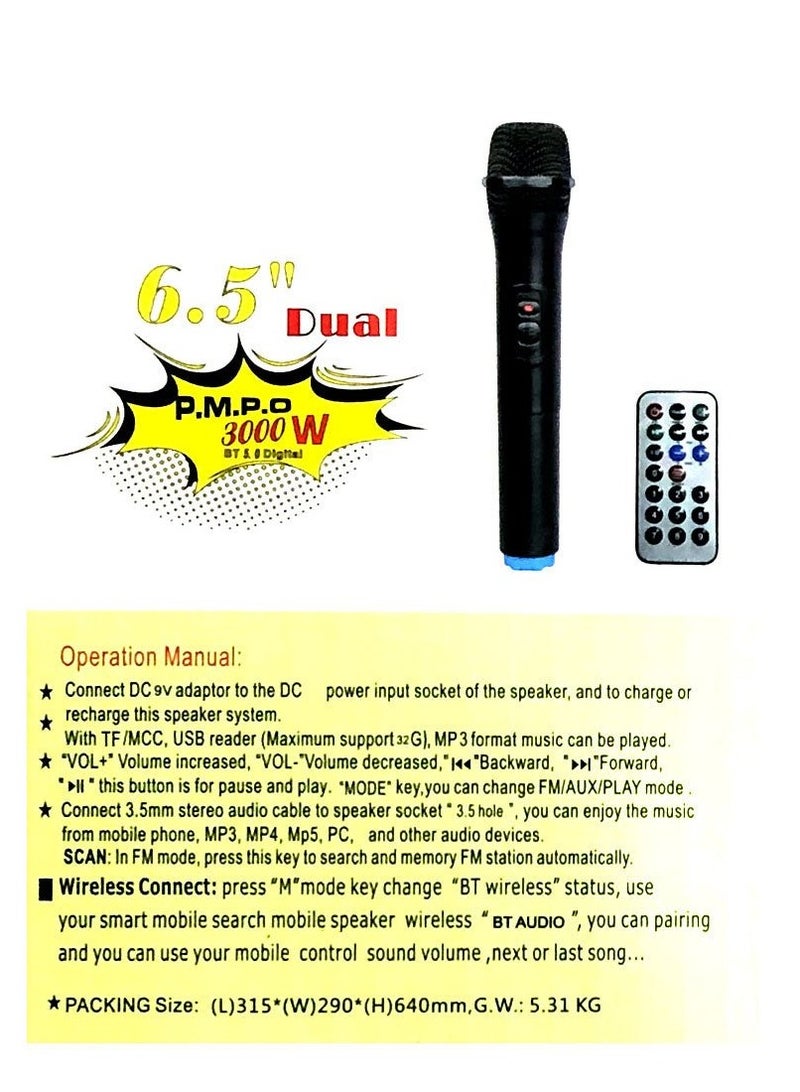 كروني RX-6238 قوة كبيرة ديسكو ضوء مكبر صوت لاسلكي مع باس صدى ثلاثة أضعاف بطارية قابلة للشحن مكبر صوت لجهاز الكاريوكي - Image 4