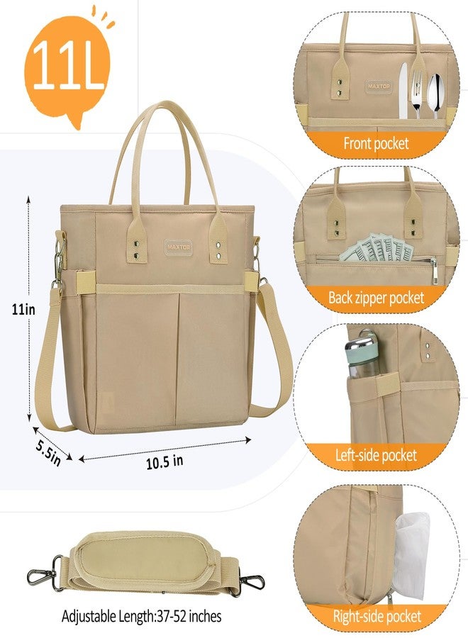 MAXTOP Lunch Bag Women for Work Insulated Thermal Lunch Box with Wide-Open Pocket Reusable Leakproof Cooler Bags with Removable Shoulder Strap for Teacher Nurse Office Picnic Travel Khaki - Image 4