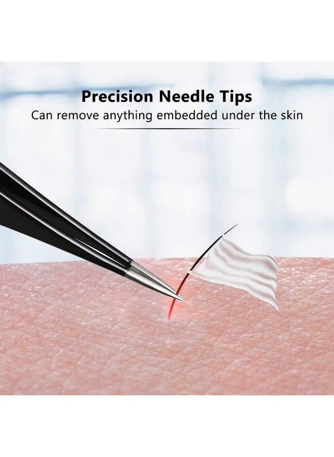 Mudder 3 Pieces Pointed Tweezers Ingrown Hair Tweezers Precision Needle Nose Pointed Tweezers Stainless Steel Blackhead Remover for Eyebrow Hair Facial Hair Removal (Black Yellow Green)  - Image 3