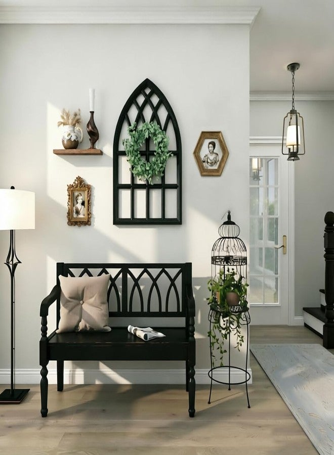 Sintosin Vintage Black Arched Window Frame Wall Decor 20 X 32 Inch, Hanging Wood Frame Rustic Cathedral Wall Decor for Living Room Bedroom Hallway Halloween Thanksgiving Christmas - Image 3