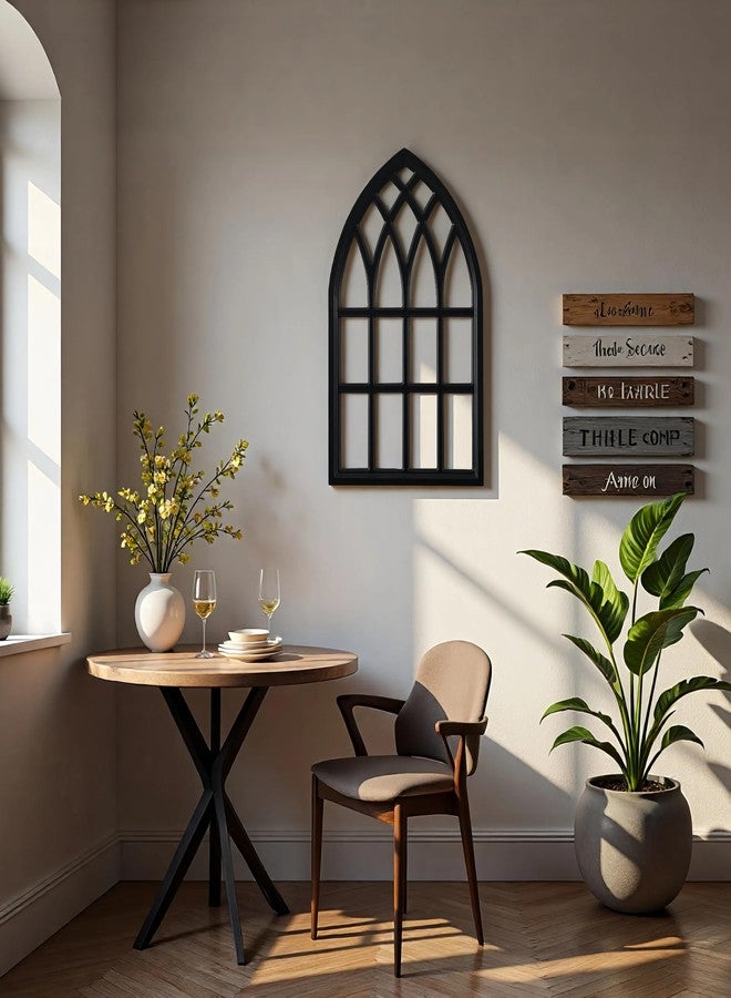Sintosin Vintage Black Arched Window Frame Wall Decor 20 X 32 Inch, Hanging Wood Frame Rustic Cathedral Wall Decor for Living Room Bedroom Hallway Halloween Thanksgiving Christmas - Image 4