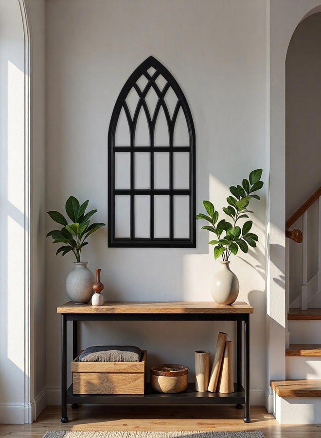 Sintosin Vintage Black Arched Window Frame Wall Decor 20 X 32 Inch, Hanging Wood Frame Rustic Cathedral Wall Decor for Living Room Bedroom Hallway Halloween Thanksgiving Christmas - Image 5