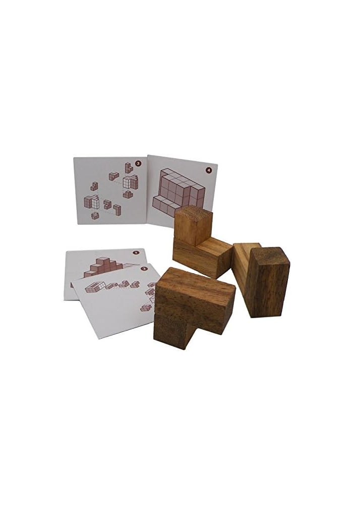 Winshare Puzzles and Games Soma Cube Wooden Puzzle with 50 Playing Cards - 3D Brain Teaser - Image 5