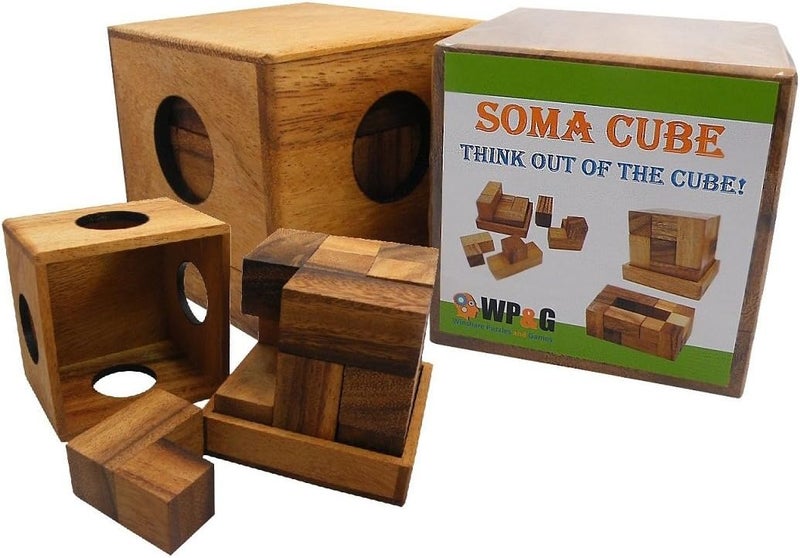 Winshare Puzzles and Games Soma Cube Wooden Puzzle with 50 Playing Cards - 3D Brain Teaser - Image 2
