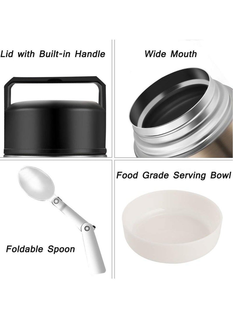 Y&D Food Thermos, Insulated Container, Vacuum Sealed Stainless Steel Container for Hot and Cold Meals Perfect School, Office, Travel, 800ML, Give a Spoon (Gold) - Image 3