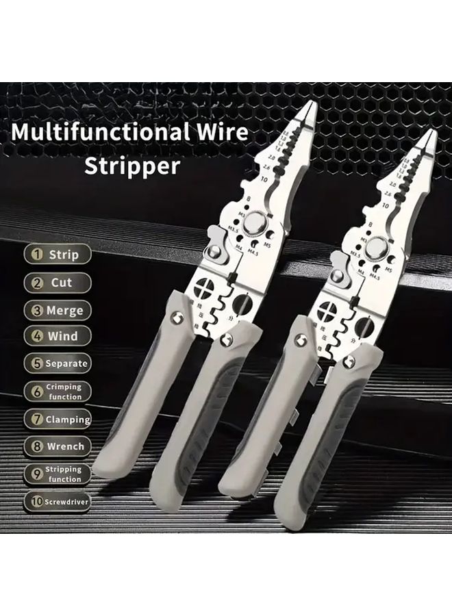 Heavy Duty Multi Function Wire Stripper Cutter with Crimper for Professional Electrician DIY - Image 1
