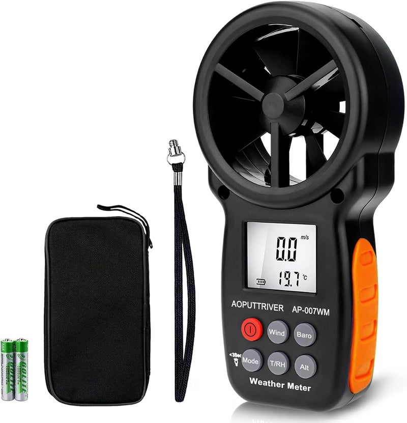 AOPUTTRIVER Digital Anemometer Barometer Pressure Gauge for Wind Speed ​​Temperature/Humidity/Dew Point/Wind Chill/Altimeter Barometer with Backlight MAX MIN AVG AP-007WM - Image 1