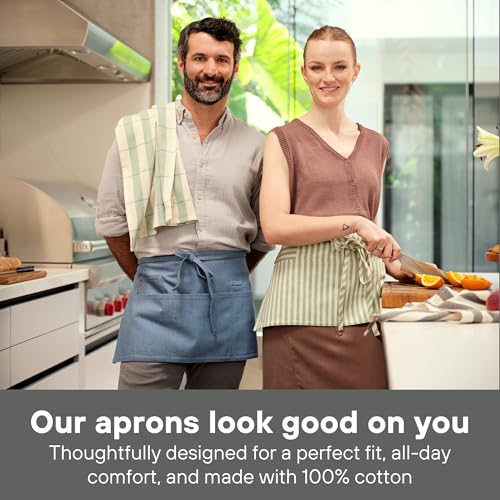 MEEMA Waist Apron with 3 Pockets | Waitress Apron | Waitress Apron with Pockets | Half Aprons With Pockets | Server Aprons Women - Image 2