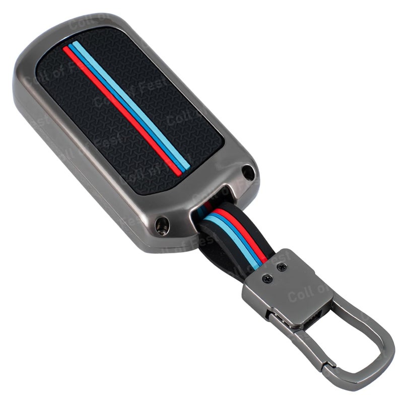 Coll of Fest Metal Silicon Key Cover Compatible With Mahindra Scorpio, Marazzo | Xuv 300, Xuv 700 | Xuv 400 Ev | Bolero | Thar | Tuv 3 Button Flip Key Feature Visibility In Low-Light Condition, Black - Image 5