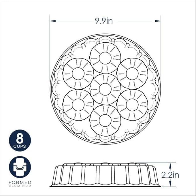 قالب كيك أناناس مقلوب 8 كوب ساعة ذهبية - Image 3
