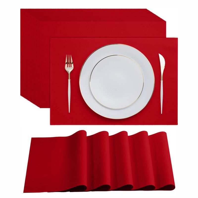 Disposable Red Paper Placemats for Dining Table  100Pack 18 x 12 ClothLike Rectangle Paper Placemats for Christmas Baby Kids Party Or Weddings