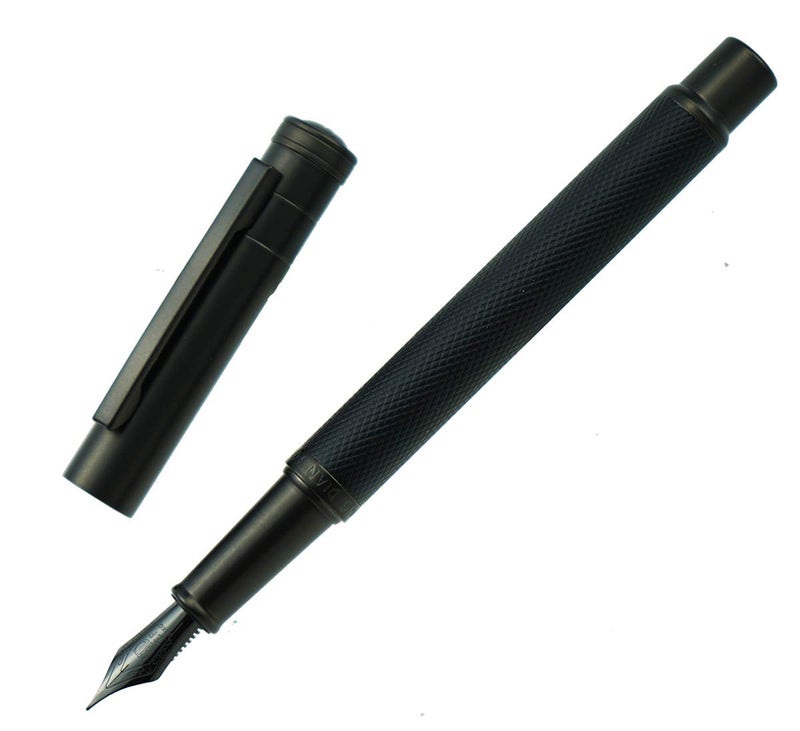 erofa Hongdian Black Forest Fountain Pen Titanium Black Bent Nib Beautiful Tree Texture Calligraphy Gift Pen - Image 1