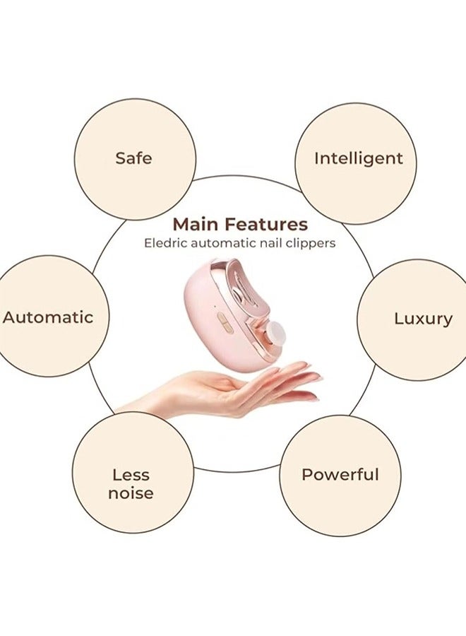 Electric Nail Clippers, 2-in-1 Rechargeable Electric Polishing Automatic Nail Clippers Pro with Light Trimmer Nail Cutter Manicure for Baby, Kids, Seniors and Adult, Elecctric Nail Trimmer (Pink) - Image 3