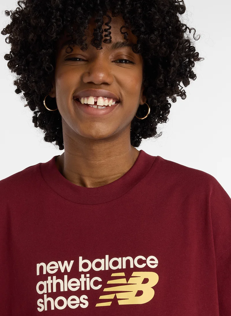 New Balance Athletics Premium Chest Logo Cropped T-Shirt