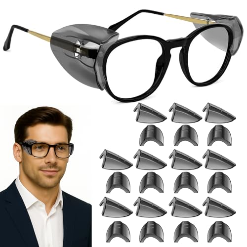 TRINENOX 11 Pairs Glasses Side Shields for Prescription Eyewear Fitting 10-15mm Temple Widths - Transparent Black TPU Eye Protectors Reduce Dust, Particles & Splashes - Image 1