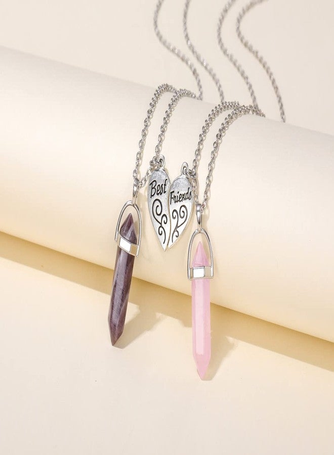 PESOENTH BFF Necklace for 2 - Matching Heart Best Friends Crystal Pendant Necklaces Friendship Jewelry Set For Women - Image 4